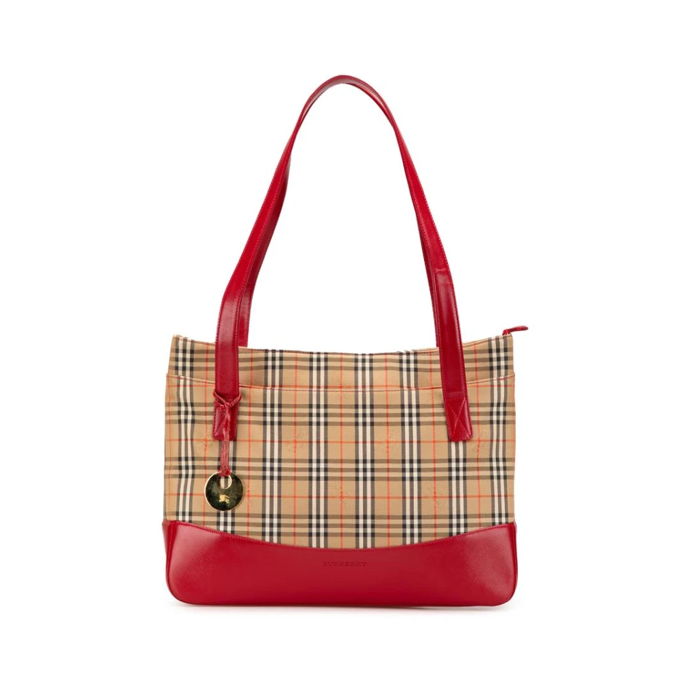 Burberry Vintage Women's Brown Pre-Owned Haymarket Check Canvas Tote