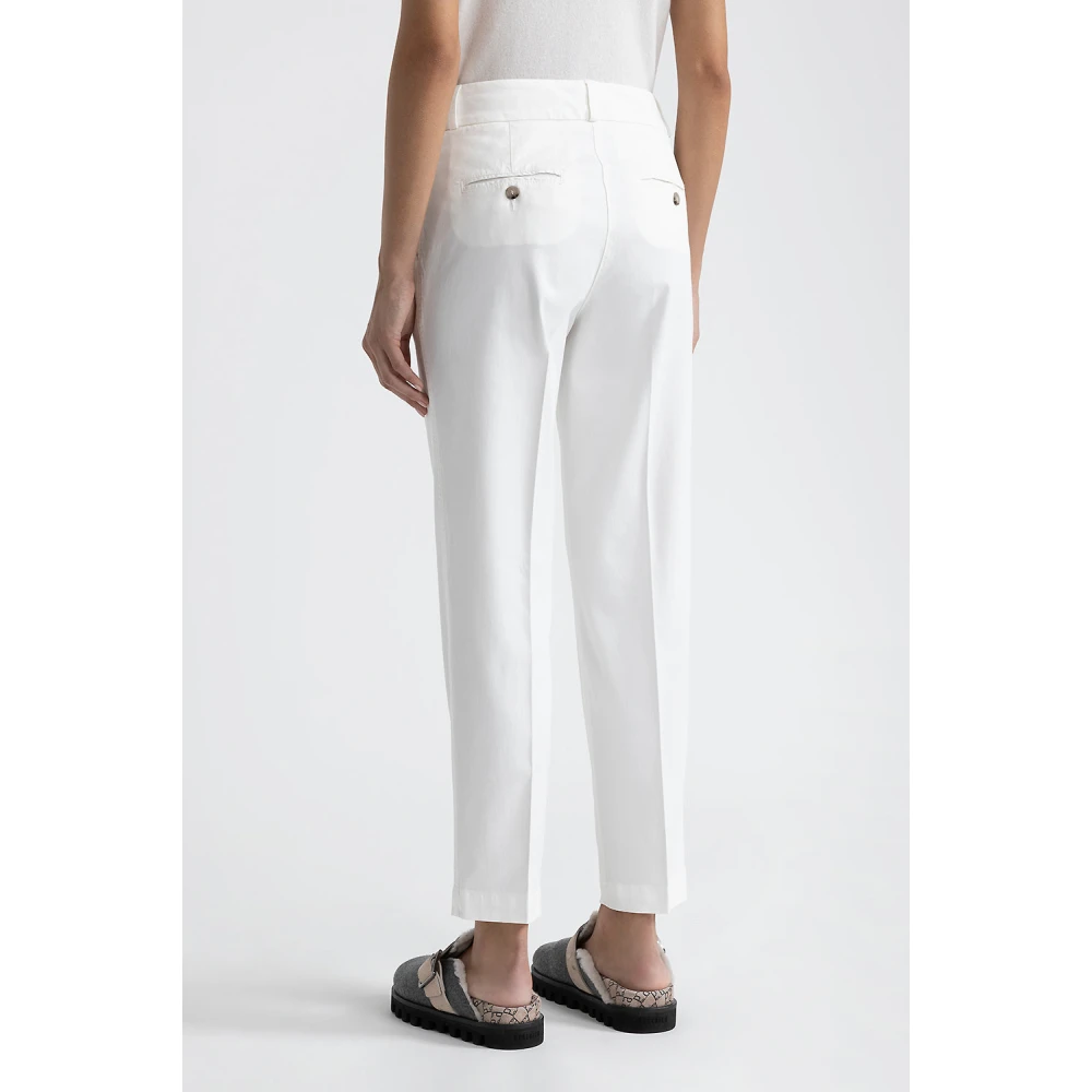 PESERICO Perzikkleurige gabardine sigarettenbroek White Dames
