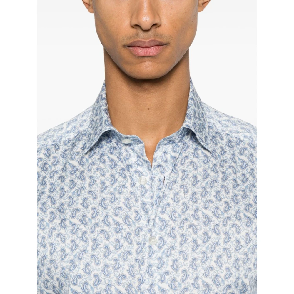 ETRO Kasjmierprint Shirt Wit Lange Mouw Blue Heren