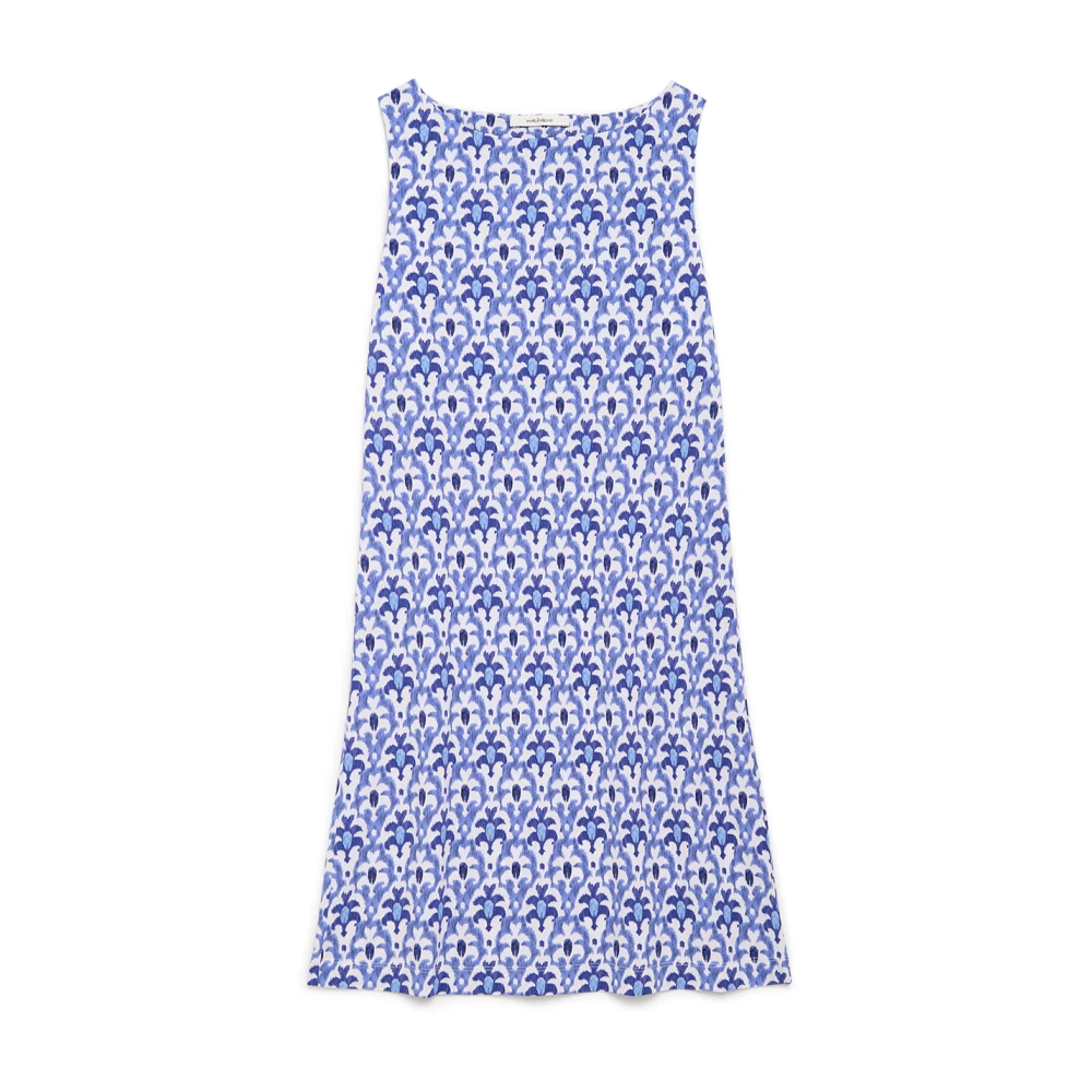 Maliparmi Gedrukte Jersey Boothals Jurk Blue Dames