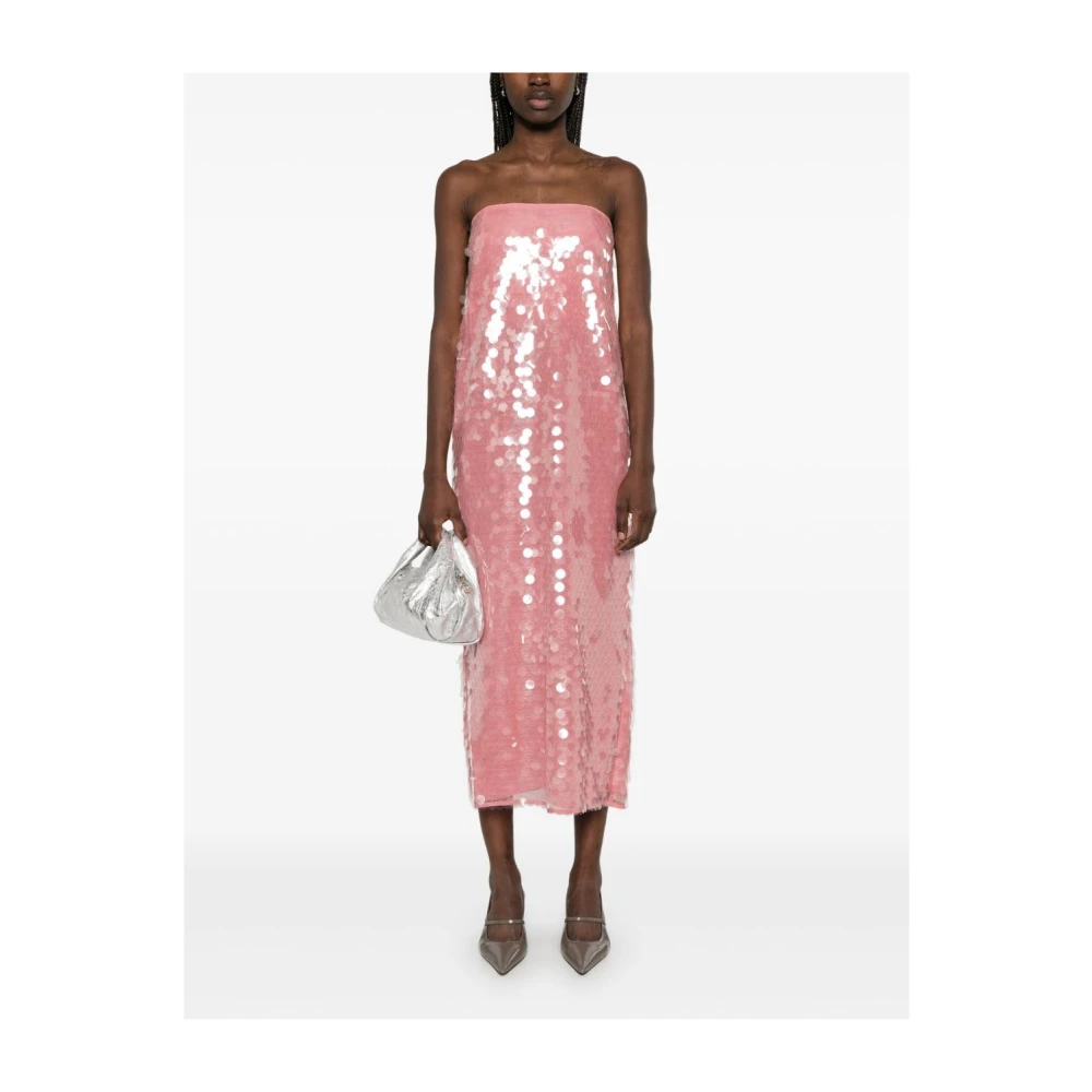 Staud Pailletten Midi Jurk Pink Dames