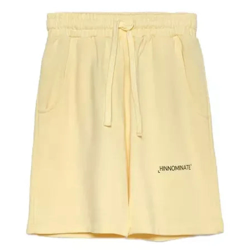 Hinnominate Katoenen Bermuda Shorts met Logo Print Yellow Dames