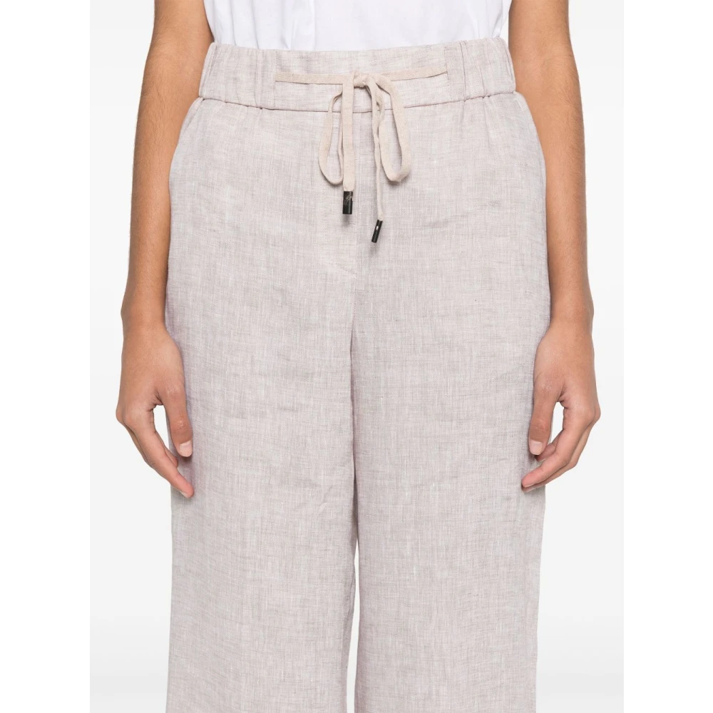 PESERICO Beige Linnen Broek voor Vrouwen Beige Dames