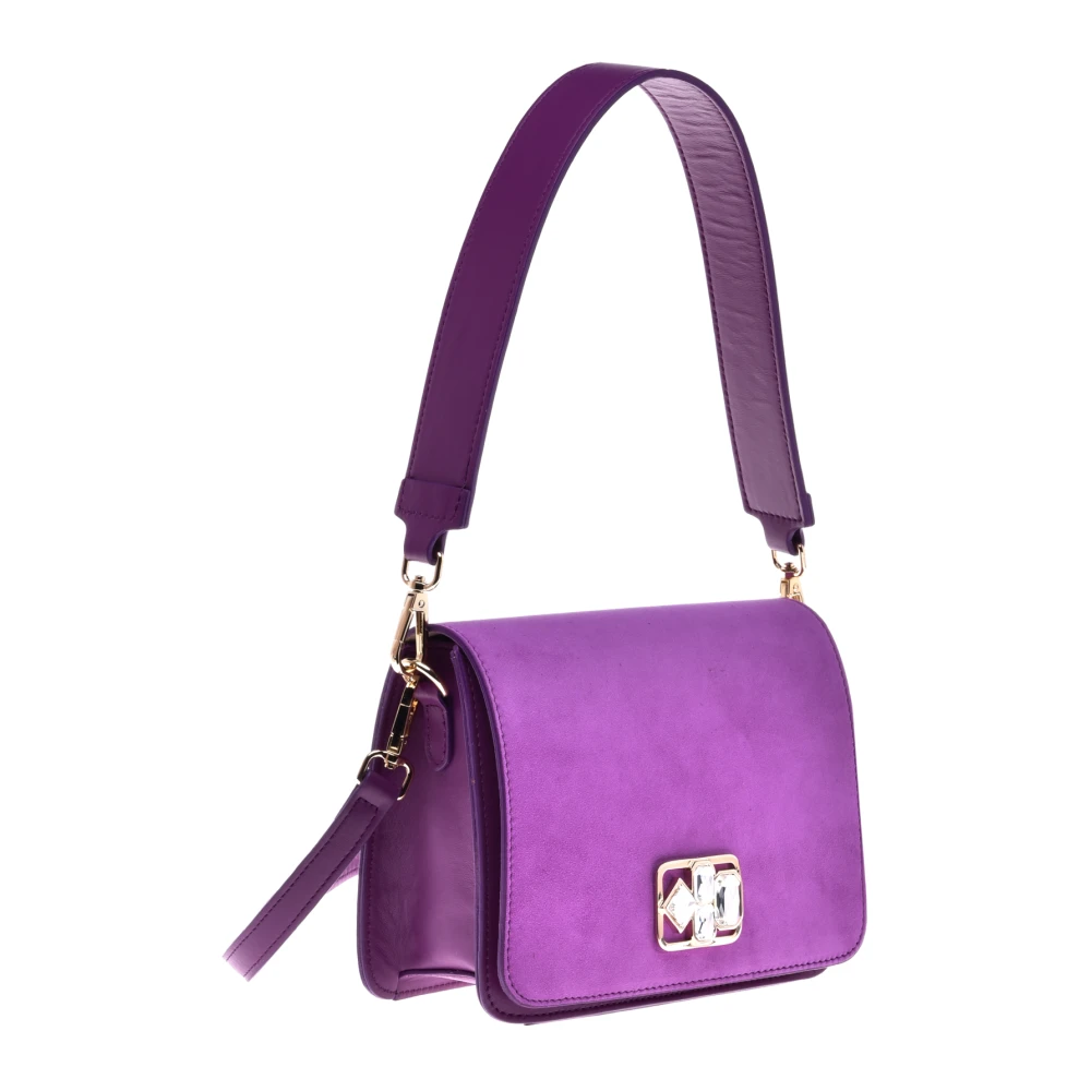 Baldinini Paarse Leren en Suède Schoudertas Purple Dames