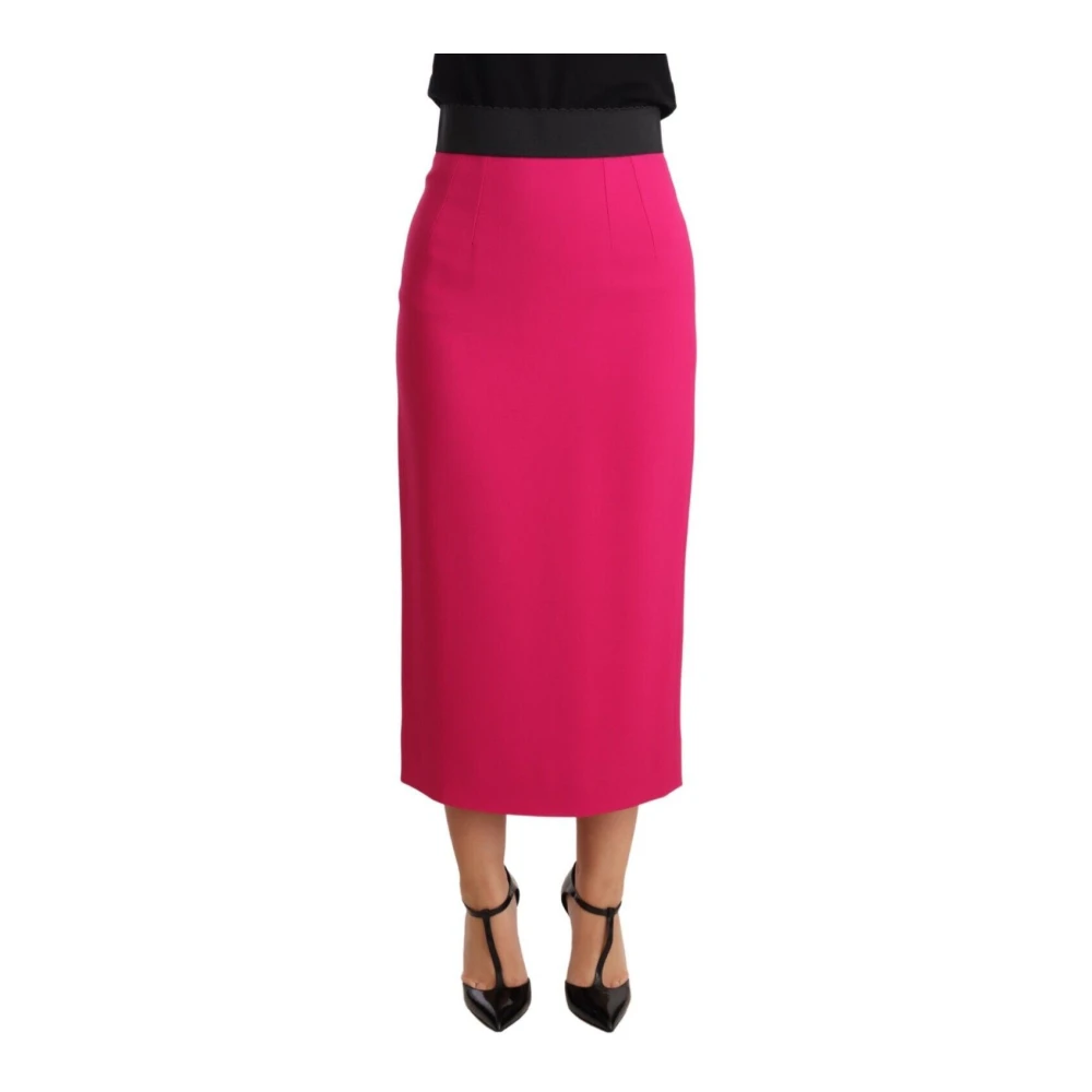 Dolce & Gabbana Women's Pink Midi Skirts, Xs, Elegant High-Waisted Pencil Skirt In