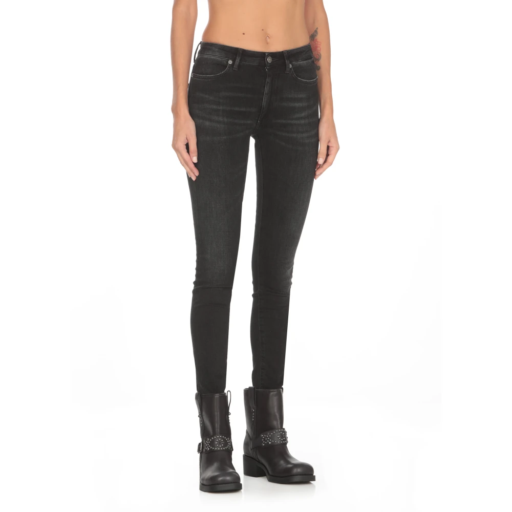 Dondup Zwarte katoenen jeans met zakken Black Dames