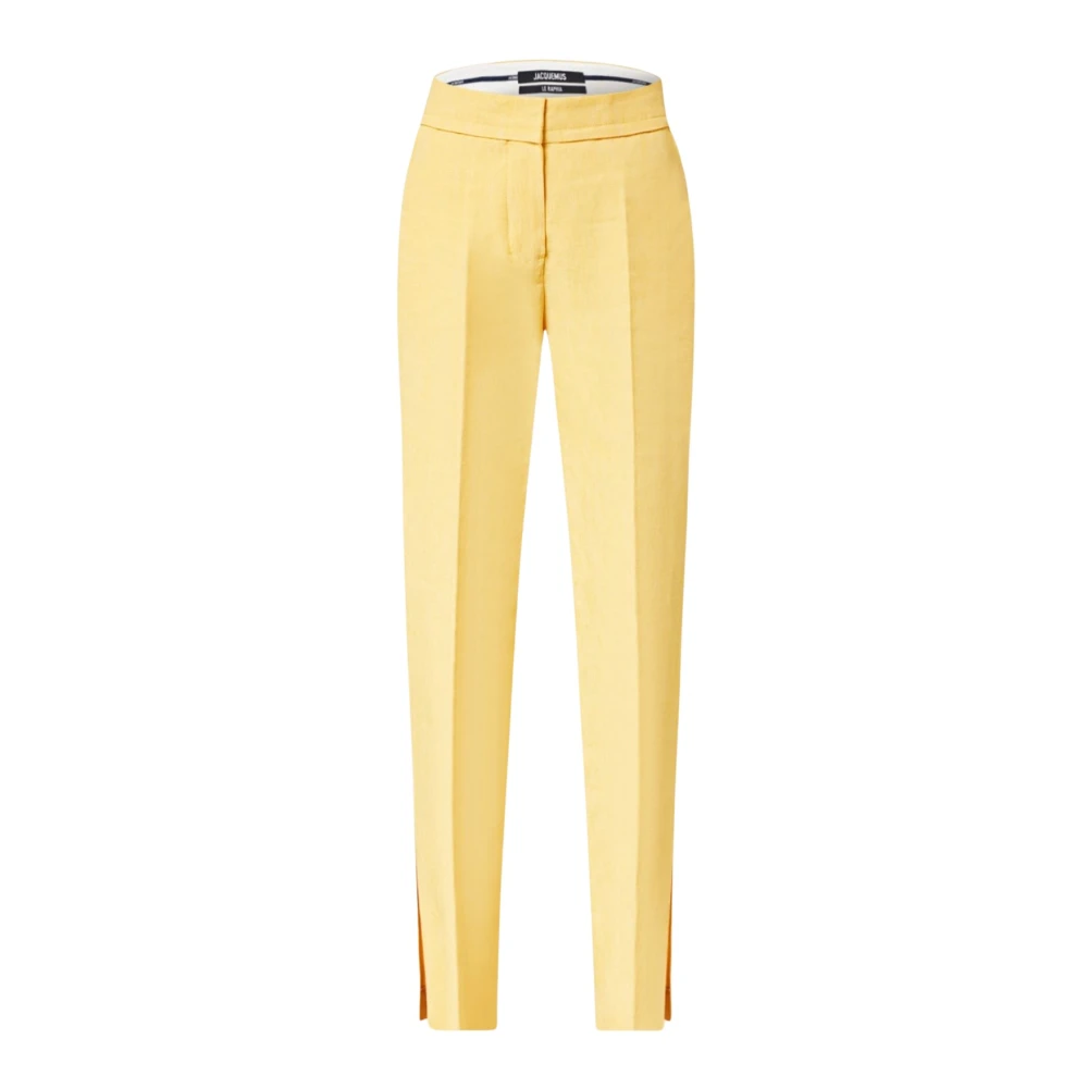 Jacquemus Gula Hög Midja Straight Leg Byxor Yellow, Dam