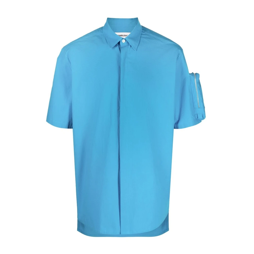 Ambush Short Sleeve Shirts, Male, S, Short-Sleeved Shirt With Zipped Pocket Blue