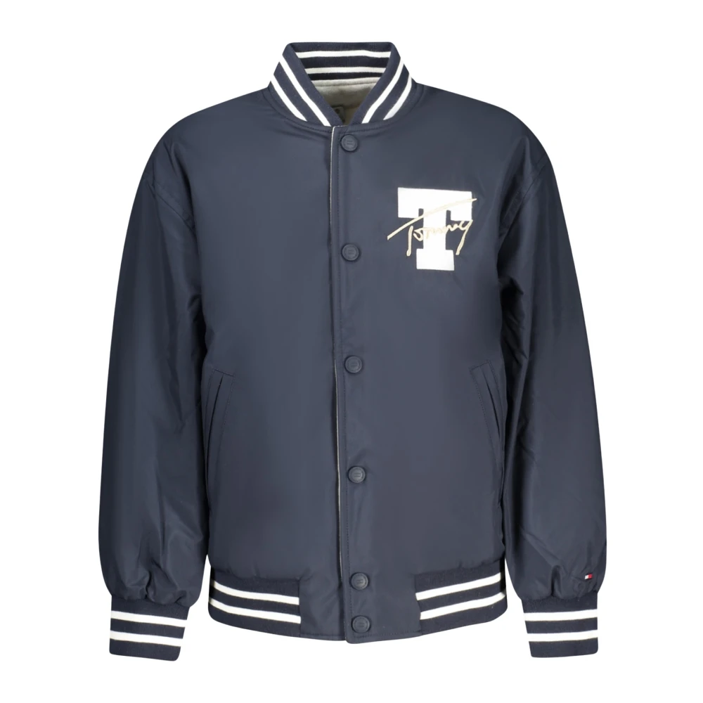 Tommy Hilfiger Unisex Blue Reversible Back Logo Relaxed Bomber Jacket