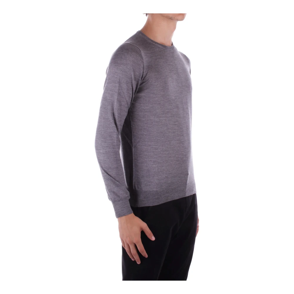 Tagliatore Grijze Trui Zijde Wol Mix Gray Heren