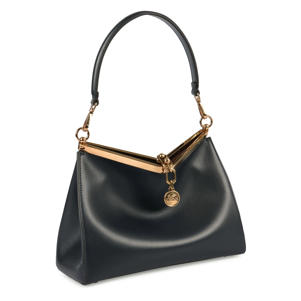 ETRO Leren schoudertas met logodetail Black Dames
