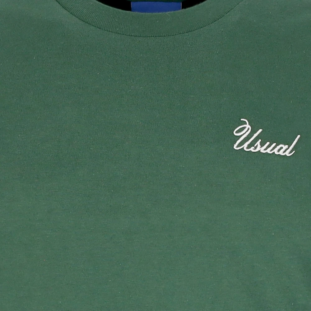 Usual Handtekening Flesgroene Crew Neck Tee Green Heren