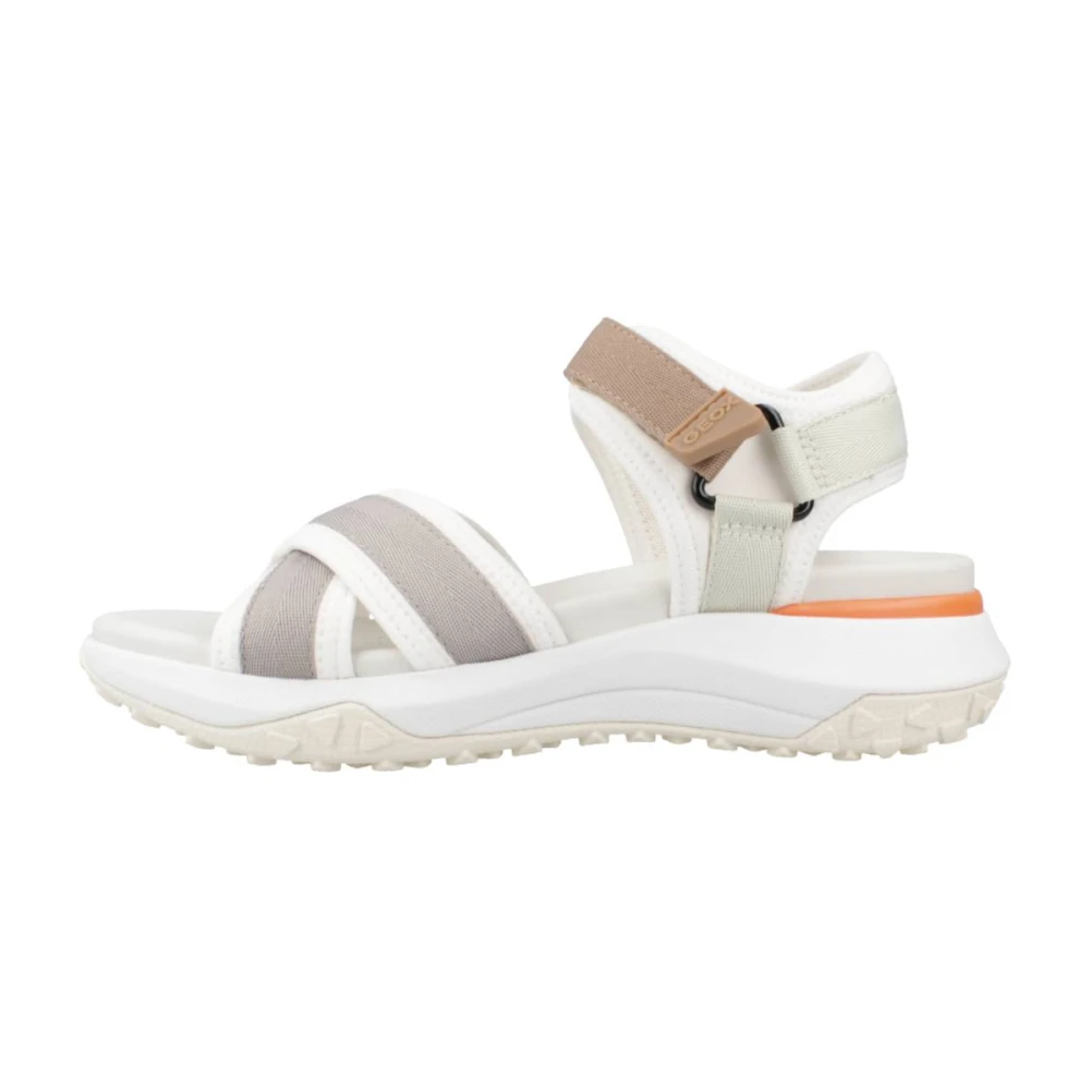 Geox Bekväma platta sandaler för kvinnor White, Dam