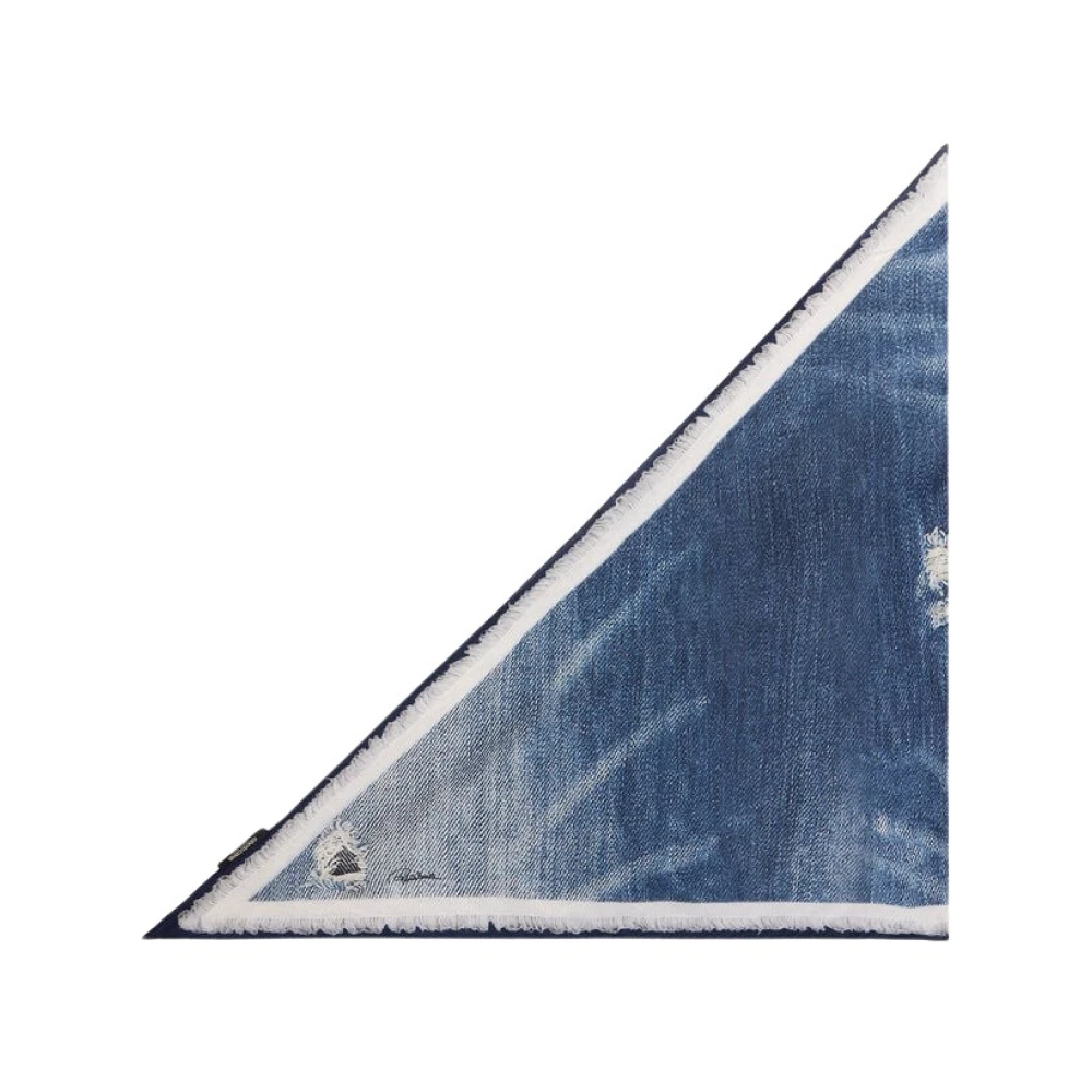 Roberto Cavalli Blue Silk Scarves, Female, One Size, Silk Scarf With Denim Patchwork Print
