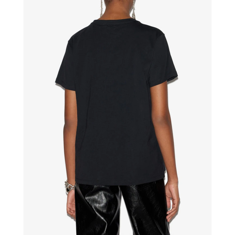 Isabel Marant Étoile Zwart Katoenen Logo T-Shirt Korte Mouw Black Dames
