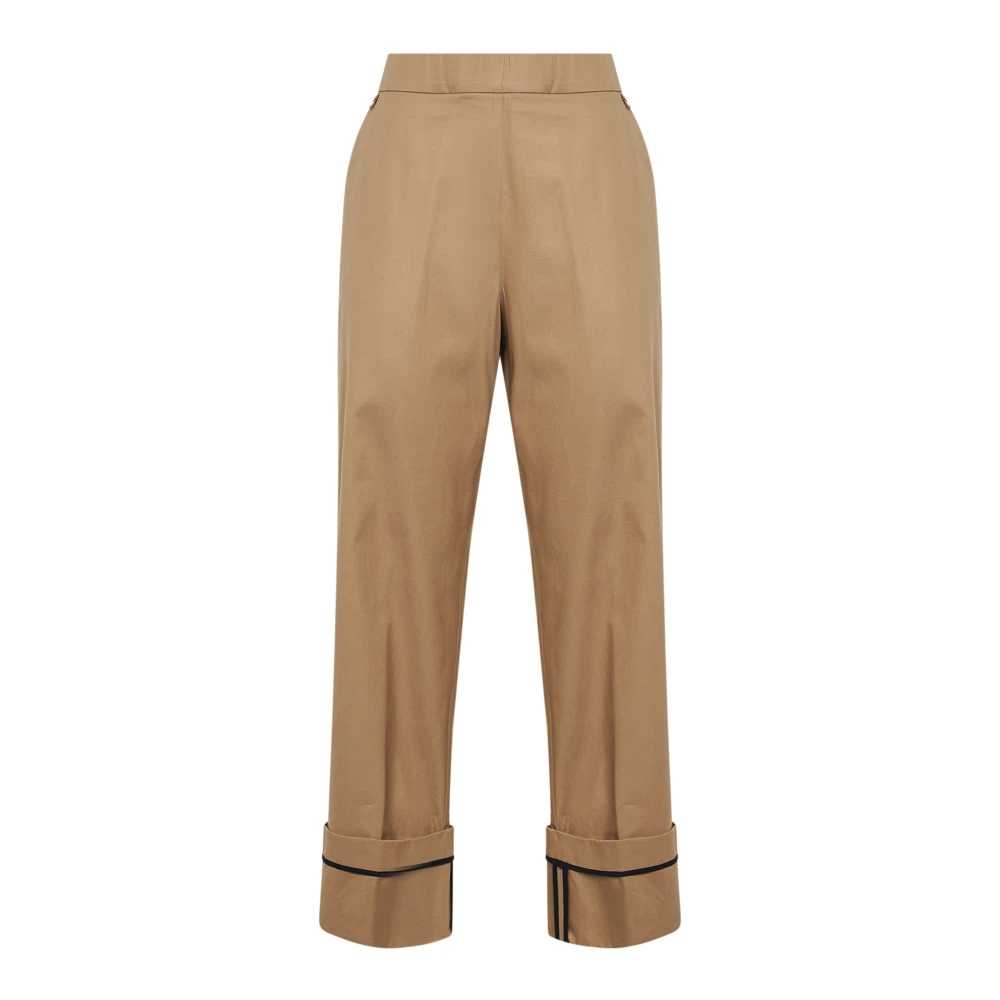 Herno Women's Brown Wide Trousers, S, Trousers In Dean