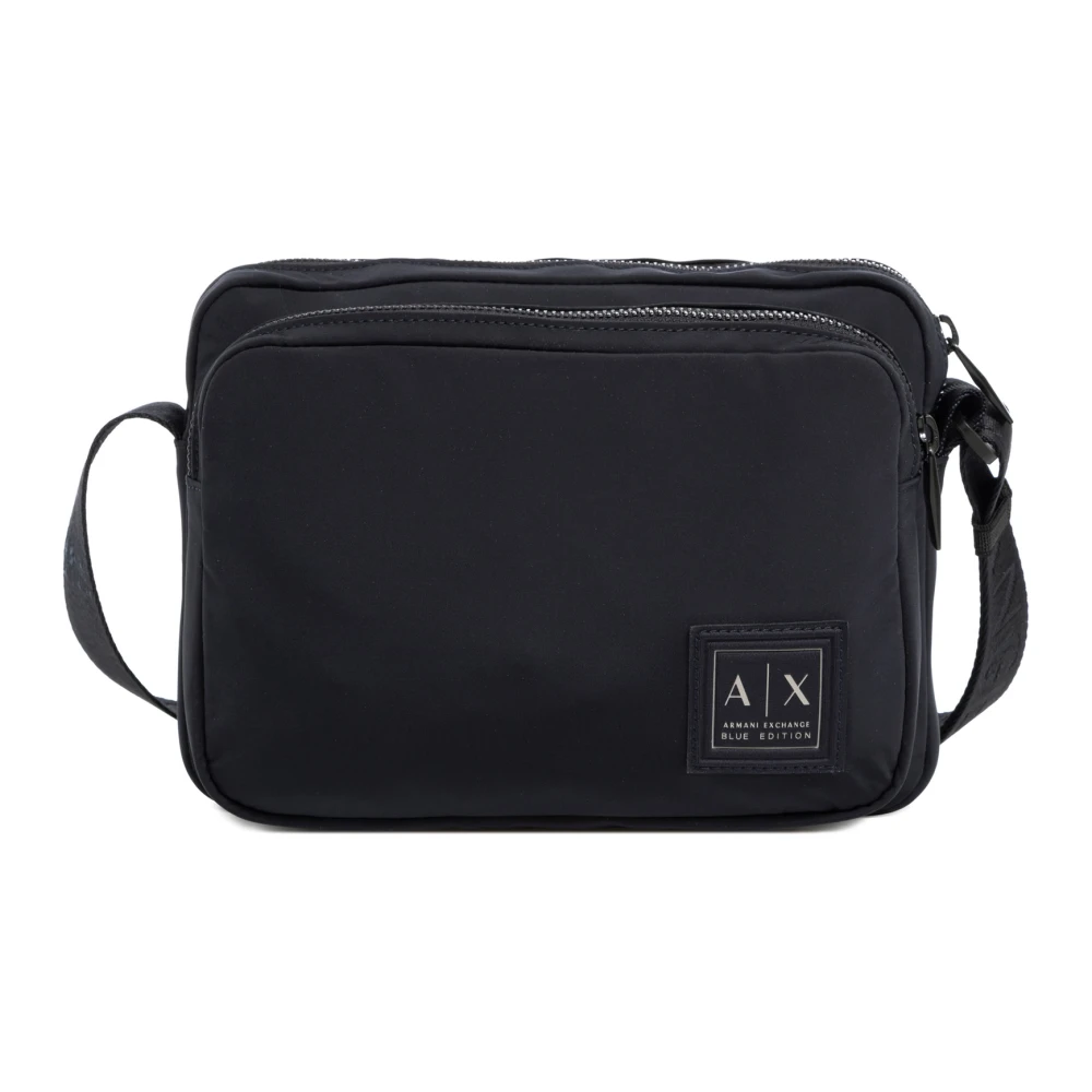 Armani Exchange Men's Blue Stylish Crossbody Bag With Adjustable Strap