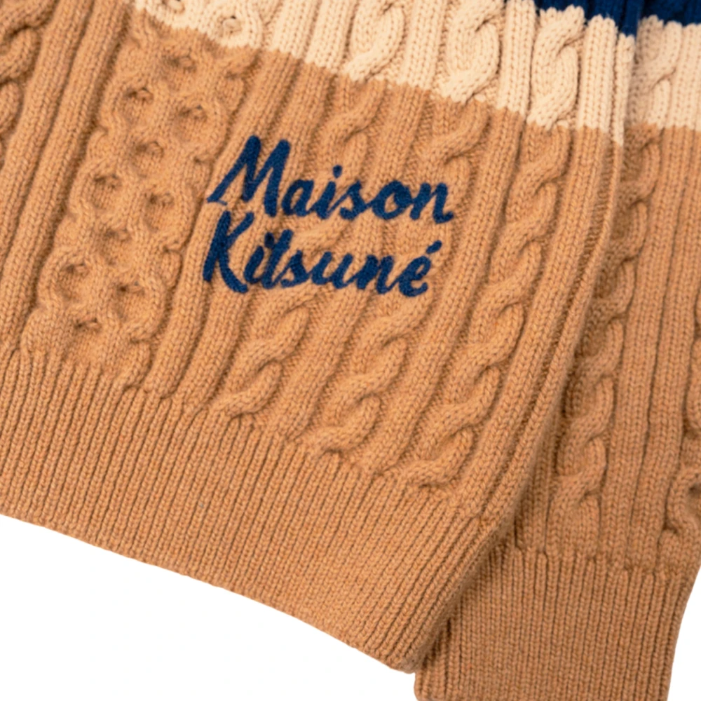 Maison Kitsuné Gestreepte Kabelrits Vest in Marine Kamille Multicolor Heren