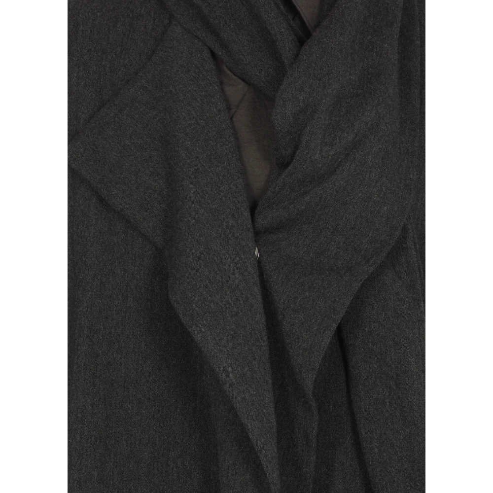 Y-3 Grijze wollen jas met sjaal Gray Dames