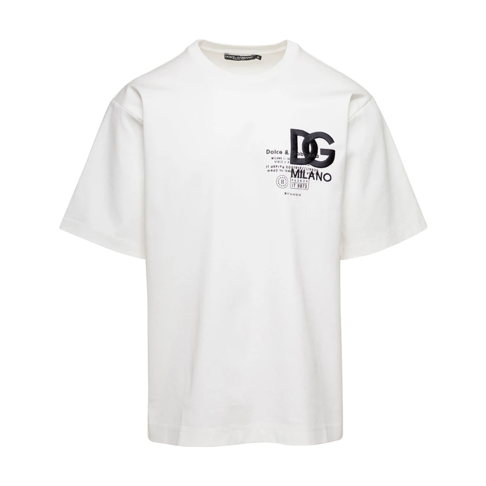 Dolce & Gabbana Vita T-shirts och Polos med Girocollo Logo White, Herr