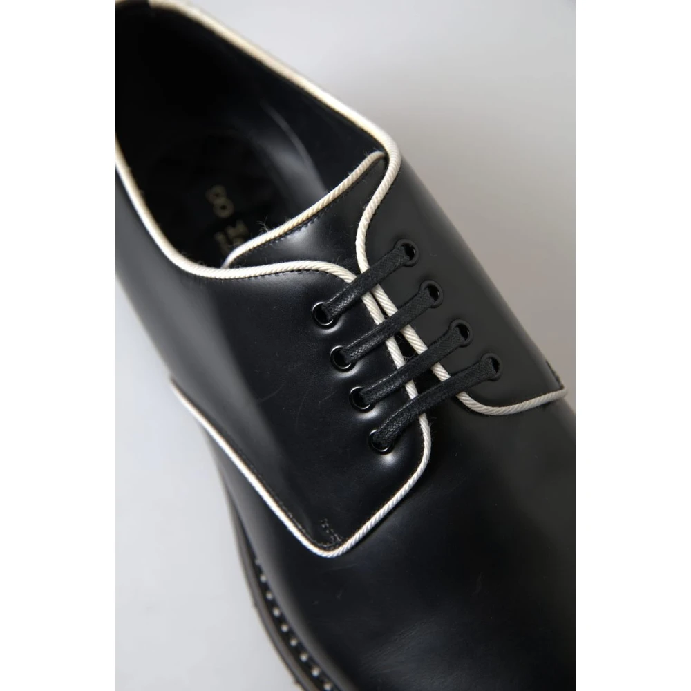 Dolce & Gabbana Zwart Wit Leren Formele Schoenen Black Heren