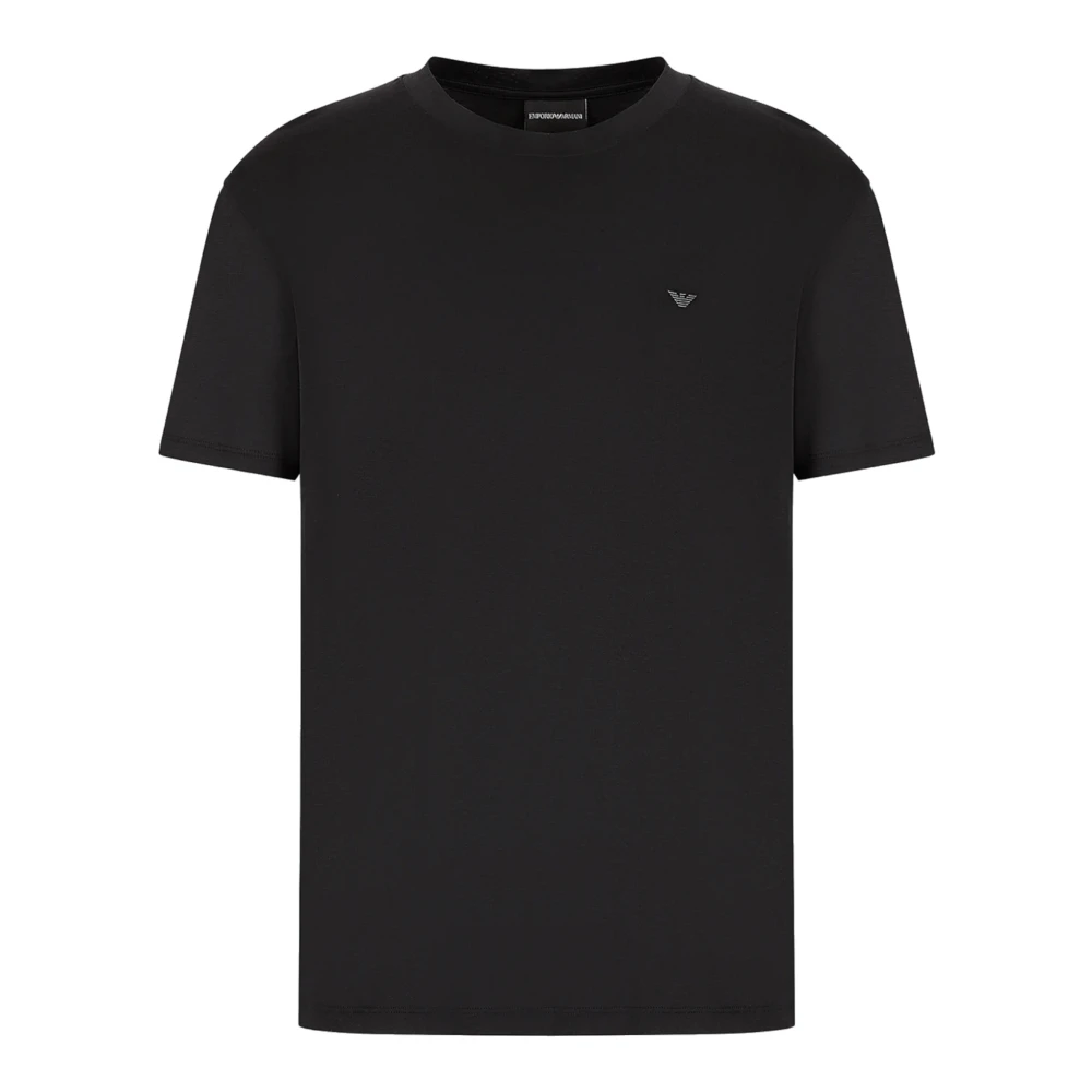 Emporio Armani Men's Black Lyocell Short Sleeve T-Shirt With Eagle Logo