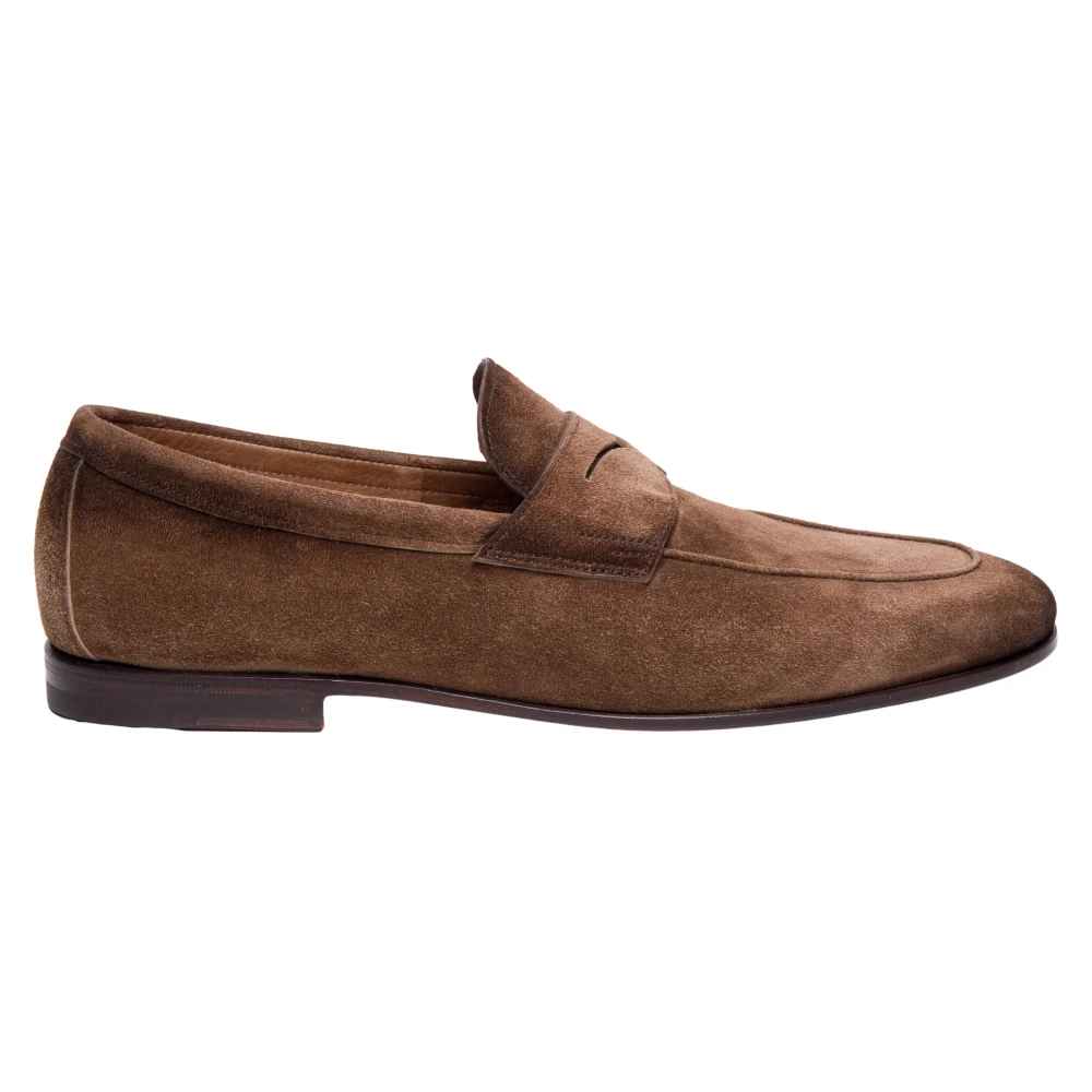 Santoni Men's Brown Loafers, 9 Uk, Suede Business Shoes