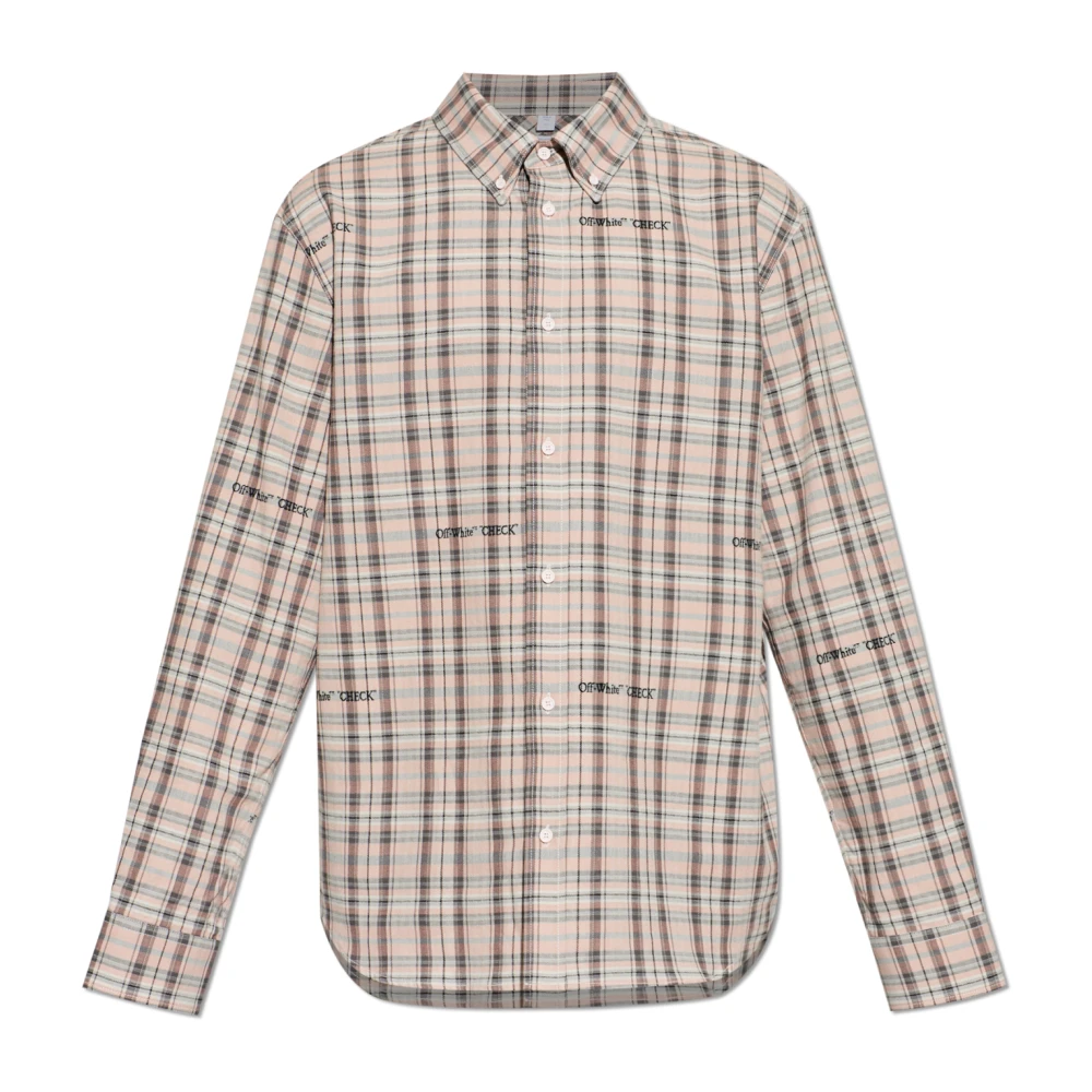 Off-White Marker Check Flannel Shirt - Man Shirts Brown It - 50 - Immagine 4