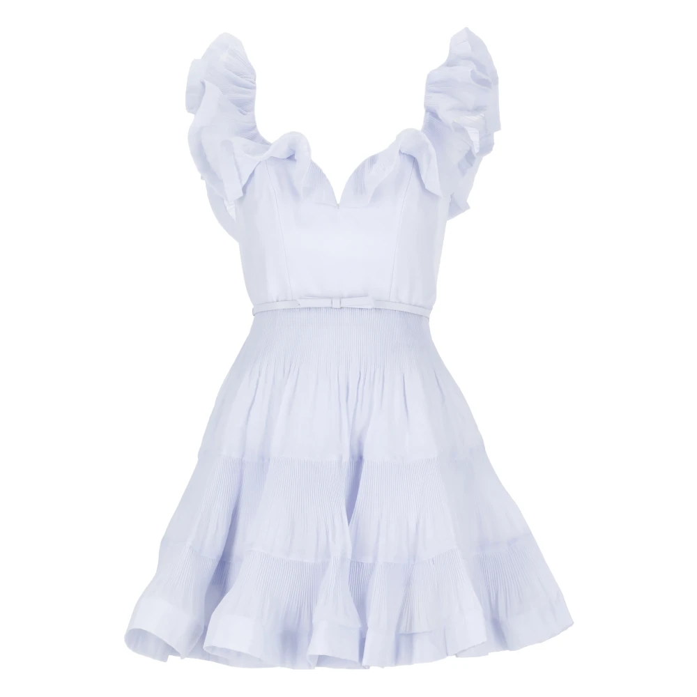 Zimmermann Lichtblauwe Jurk met Hartvormige Hals en Volants Blue Dames