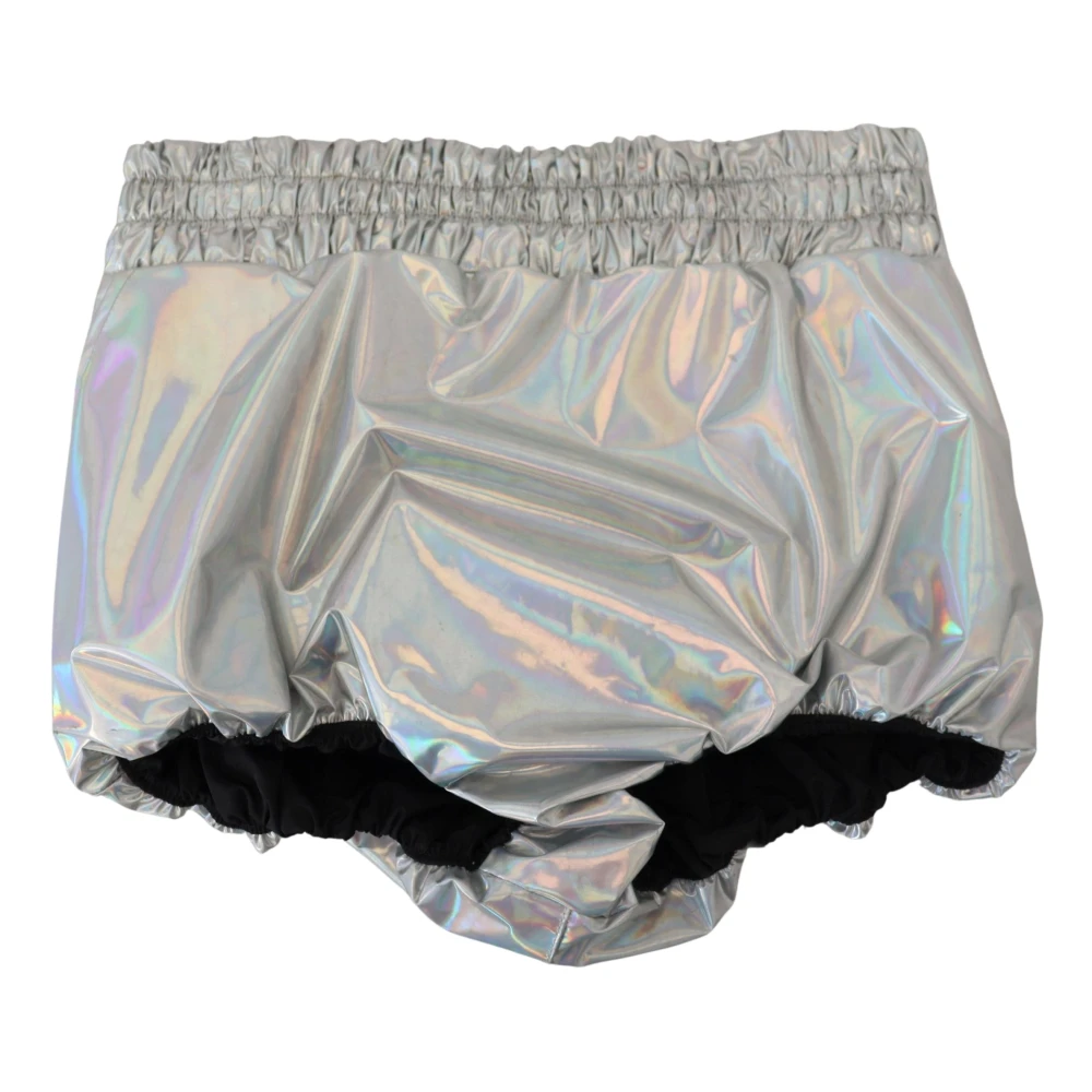 Dolce & Gabbana Zilveren Holografische Hoge Taille Hot Pants Shorts Gray Dames
