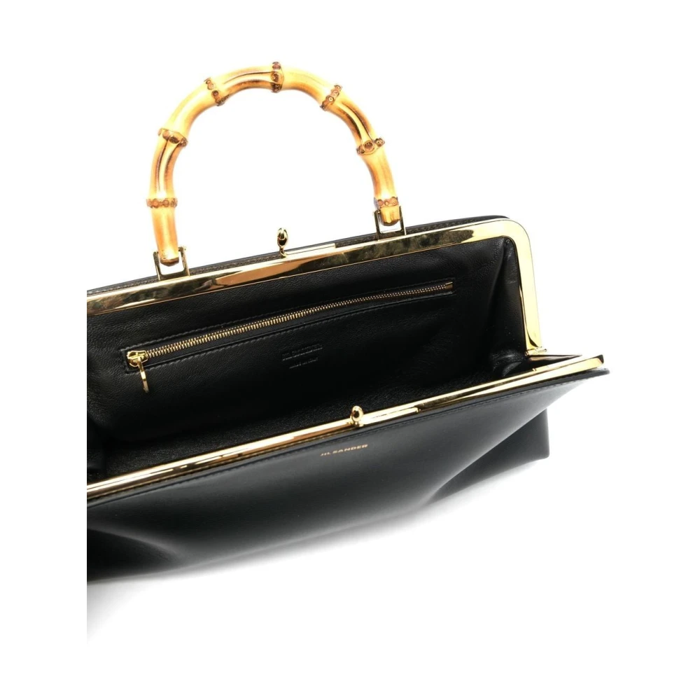 Jil Sander Zwarte Handtas met Bamboe Handvat Black Dames