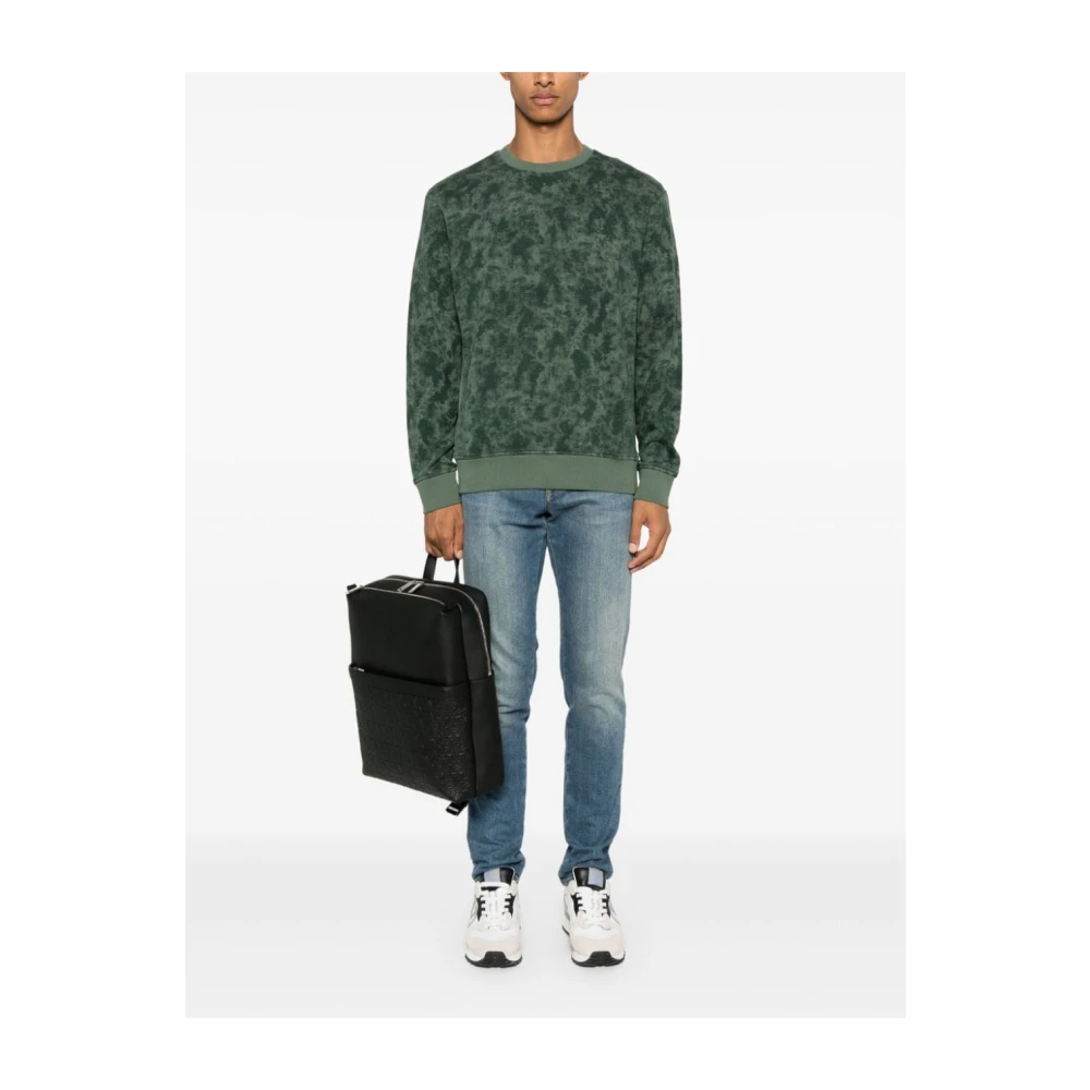 Boss Orange Groene Katoenen Trui met Ribboorden Green Heren