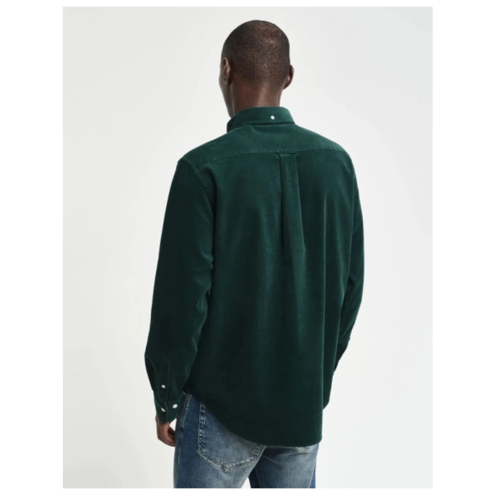 Gant Velours Regular Shirt Iconische Stijl Green Heren