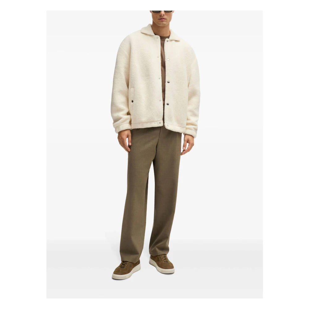 Hugo Boss Witte Open Maglia Shirt White Heren