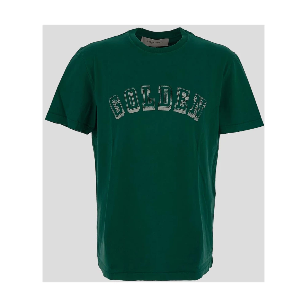 Golden Goose Katoenen Logo T-Shirt Green Heren