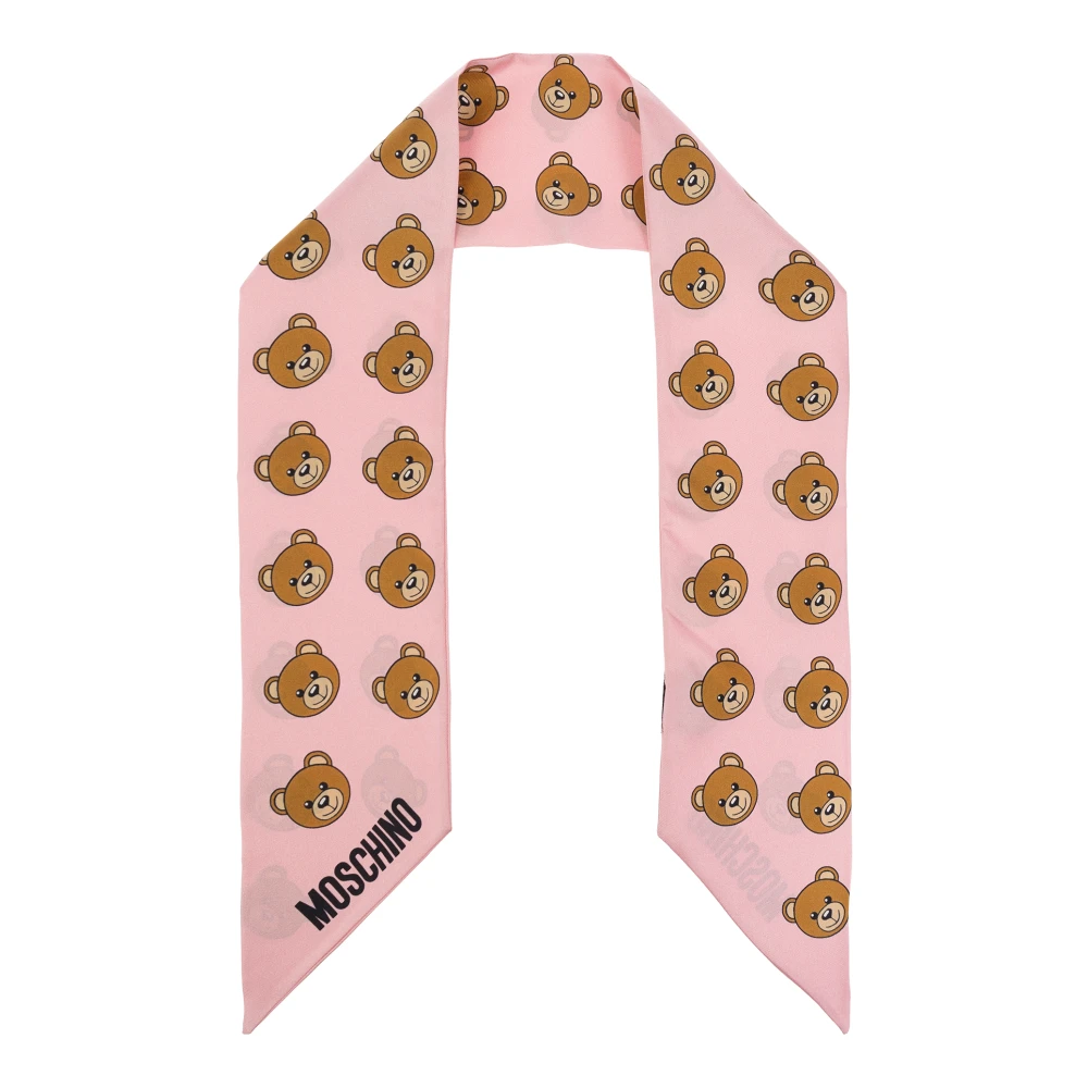 Moschino Zijden sjaal met logo Pink Unisex
