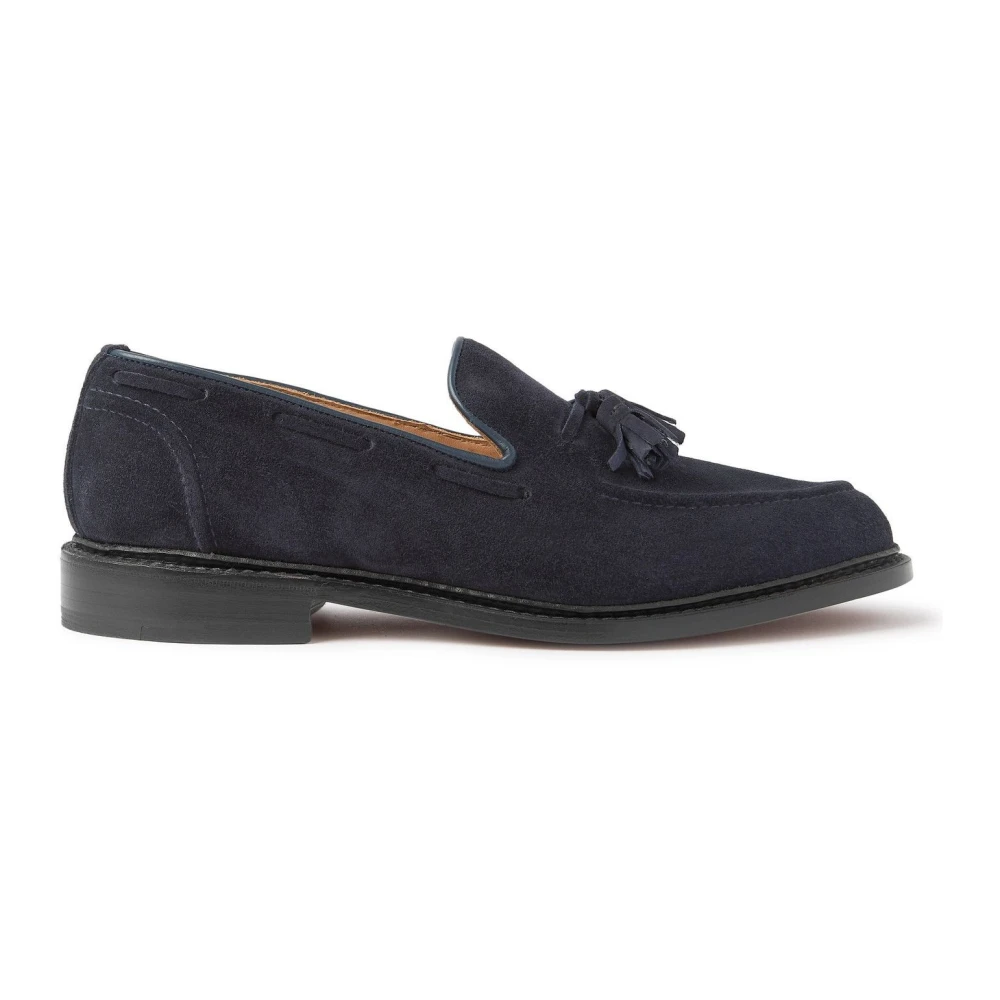 Tricker's Suede Tassel Loafers Blue, Herr