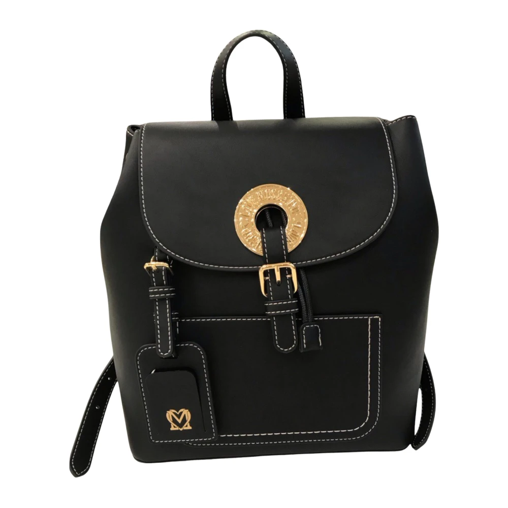Love Moschino Zwarte ruime rugzak met verstelbare bandjes Black Dames