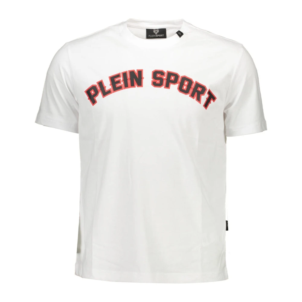Plein Sport Witte katoenen T-shirt met print White Heren