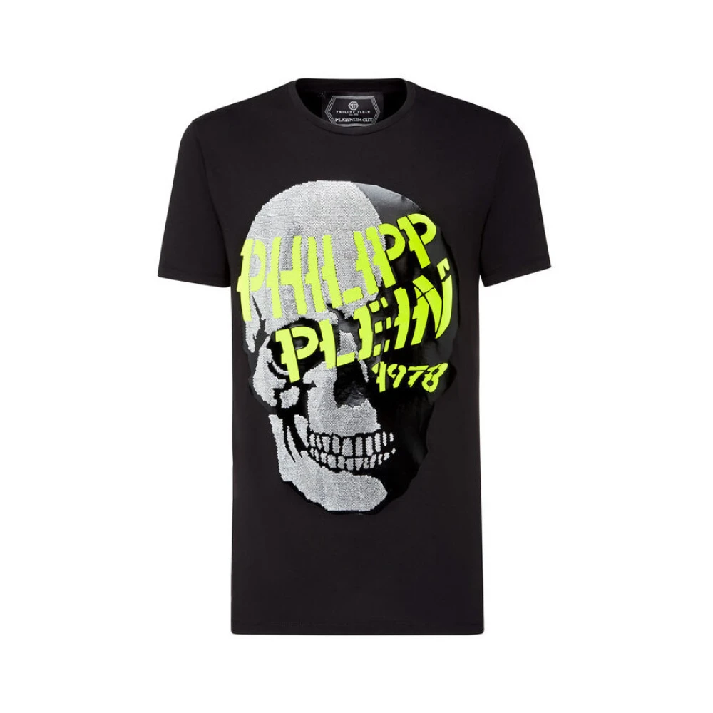Philipp Plein Zwart T-shirt met kleurrijke merkletters en schedel Black Heren