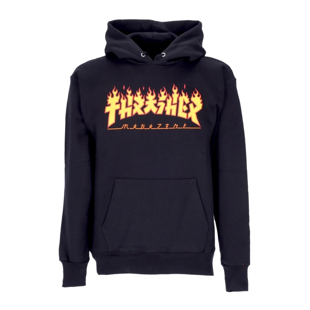 Thrasher Men's Black Godzilla Flame Hood Hoodie - Hoodies - M - Sweatshirts & Hoodies