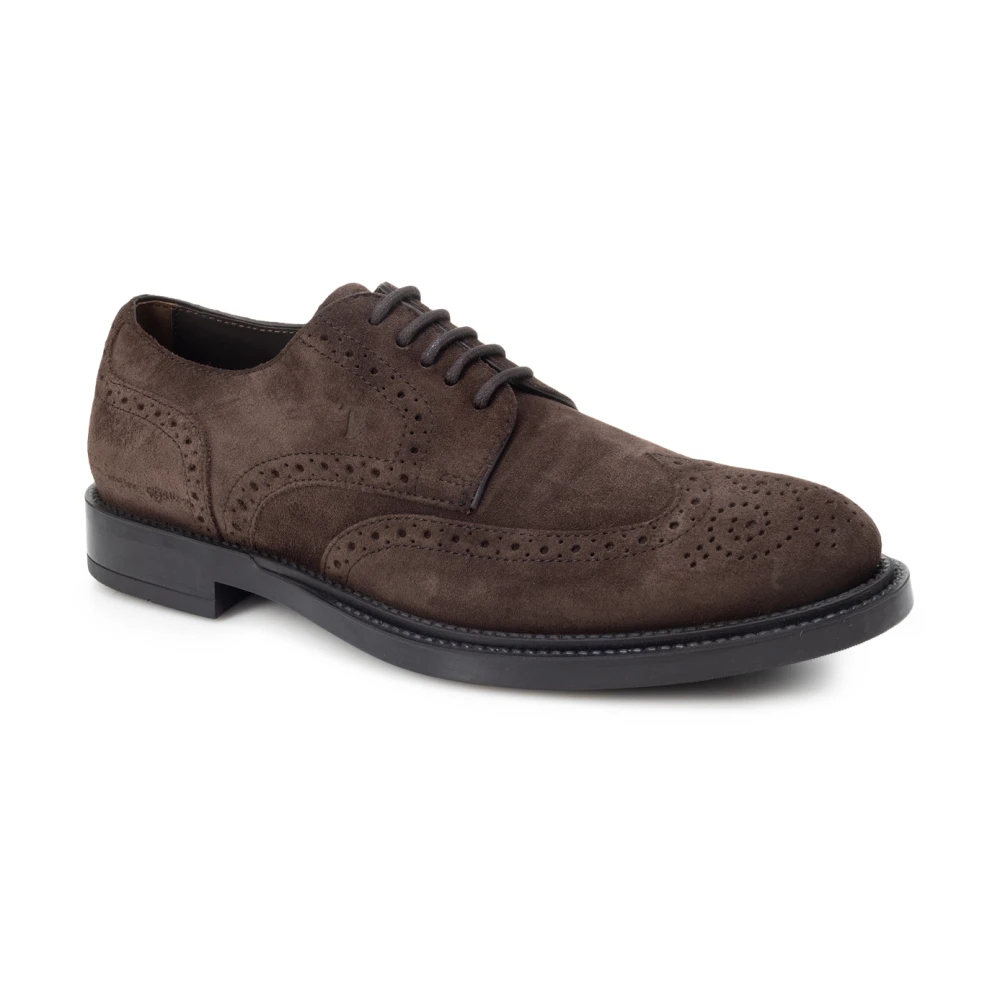 TOD'S Donkerbruine Suède Veterschoenen Brown Heren