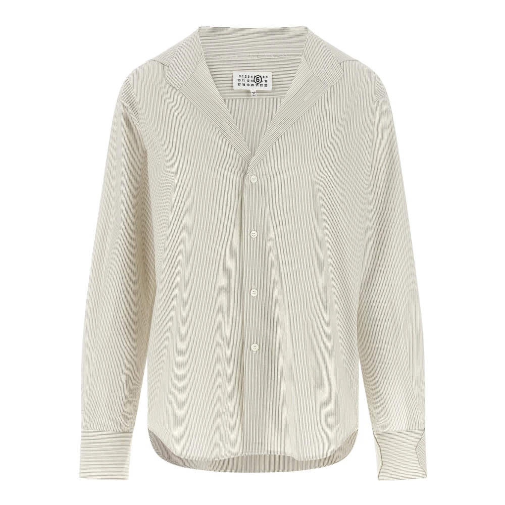 Mm6 Maison Margiela Women's Gray Striped Cotton Poplin Shirt