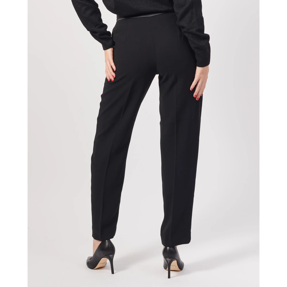 Armani Exchange Hoge taille zwarte broek met logo Black Dames