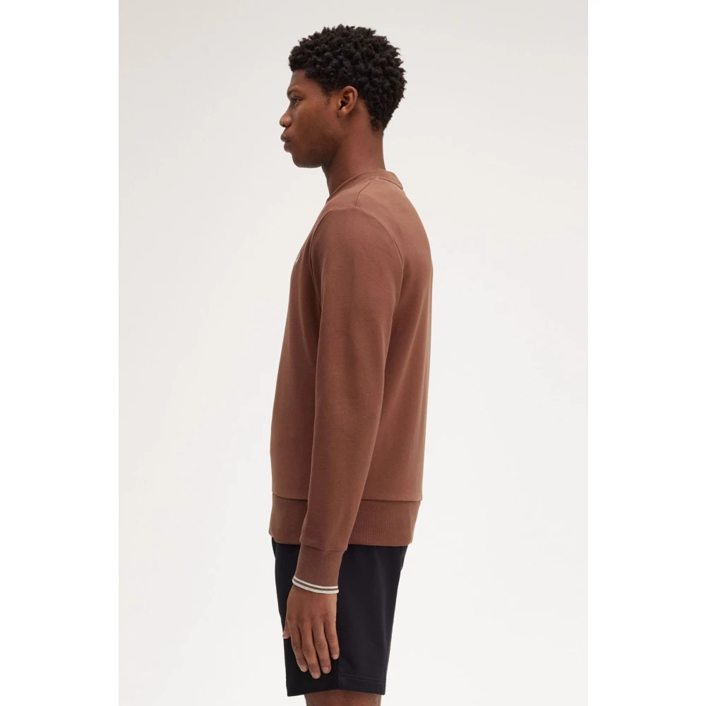 Fred Perry Bruine Crewneck Sweatshirt Brown Heren