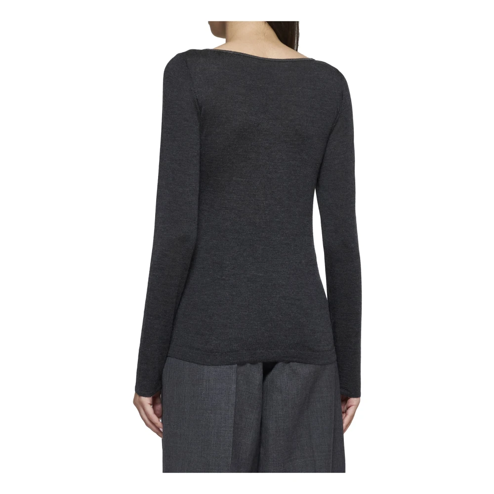 BRUNELLO CUCINELLI Antraciet Cashmere Zijde Trui Gray Dames