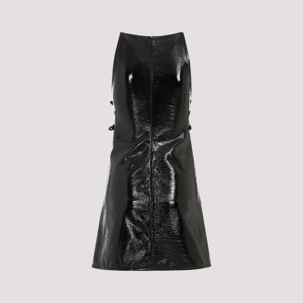 Courrèges Zwart Vinyl Halternek Jurk Black Dames