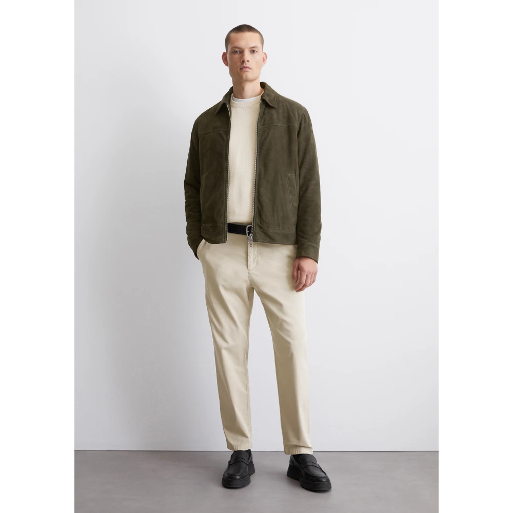 Marc O'Polo Leren blouson regular Green Heren