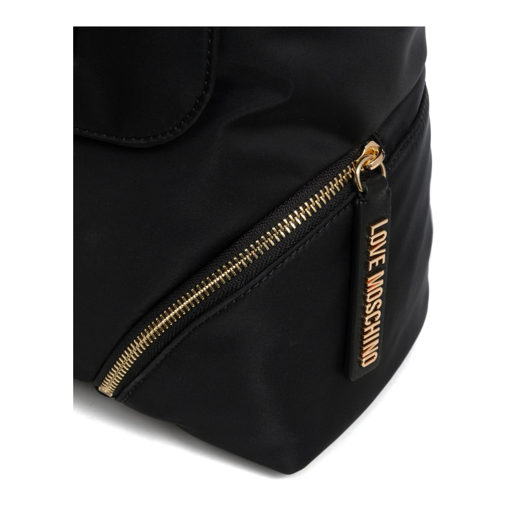 Love Moschino Stijlvolle Trekkoord Rugzak met Logo Black Dames