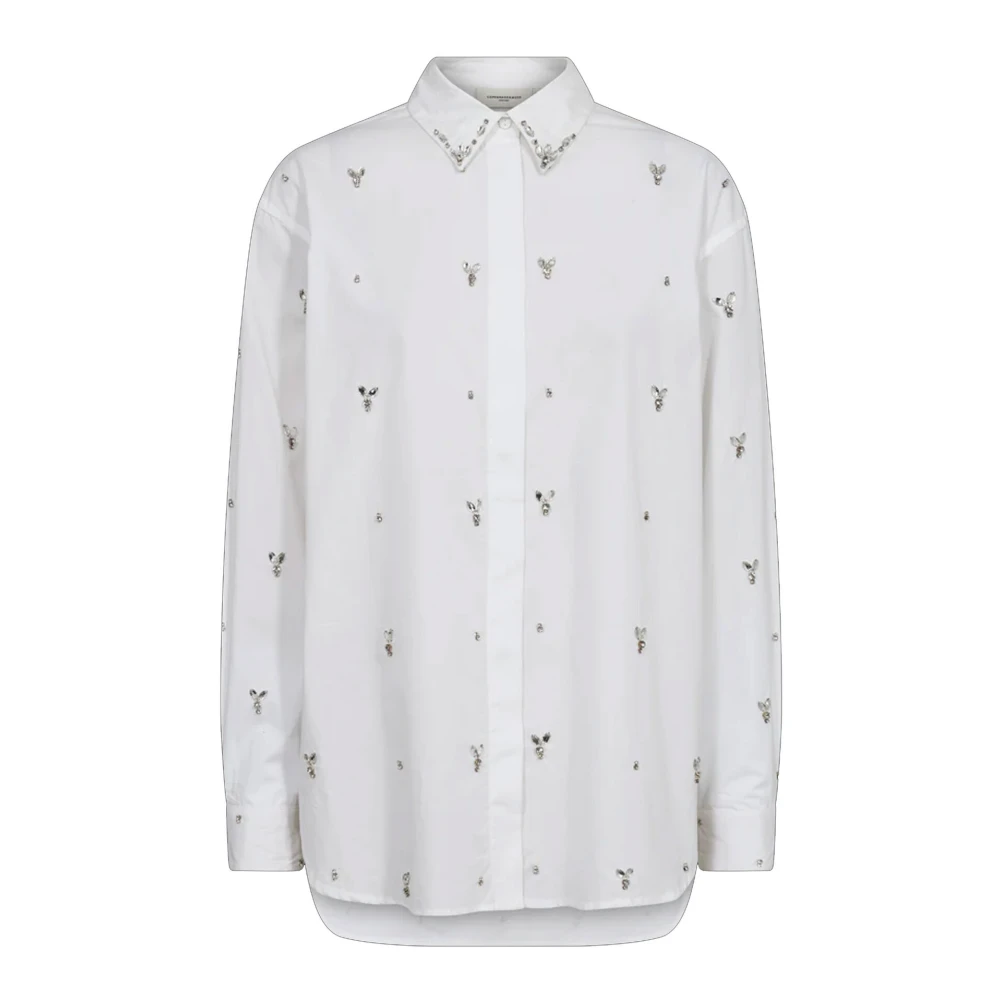 Copenhagen Muse Elegante Cmvatan-Shirt Blouse met Zilveren Steentjes White Dames